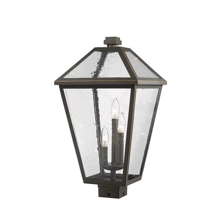 Z-LITE Talbot 3 Light Outdoor Post Mount Fixture, Oil Rubbed Bronze And Seedy 579PHXLS-ORB
